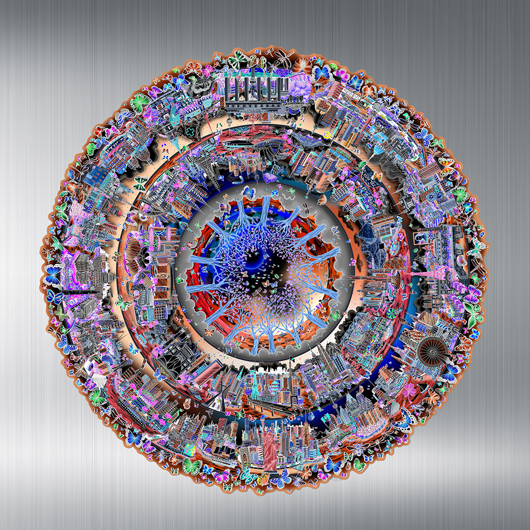 Charles Fazzino One World...The Circle of Life (AP) (Framed)
